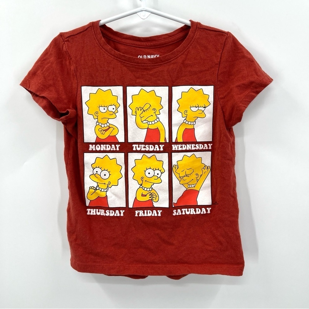OLD NAVY Girl's Burnt Orange Short Sleeve Lisa Simpson Graphic T-Shirt Size S
